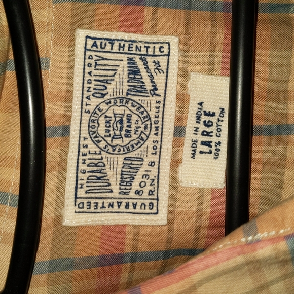 Plaid orange blue Button down button up - Picture 2 of 2